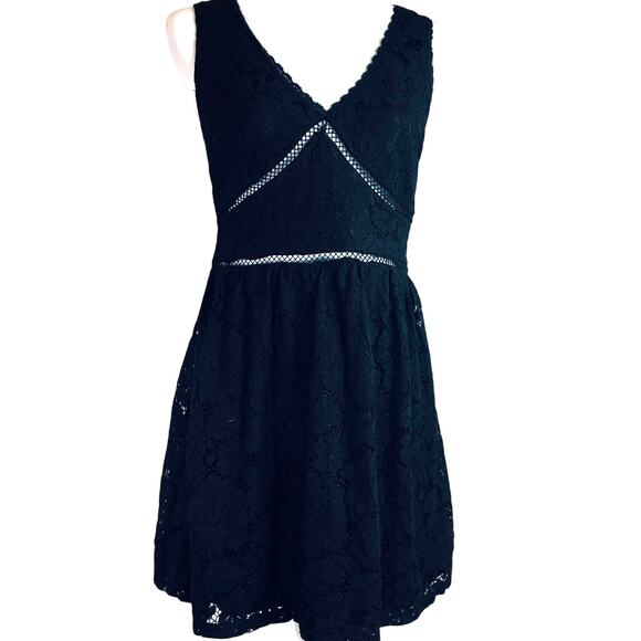 VINTAGE Y2K Xhilaration Black Lace Fit~N~Flare Dress S  WhimsiGoth Coquette - Picture 1 of 8